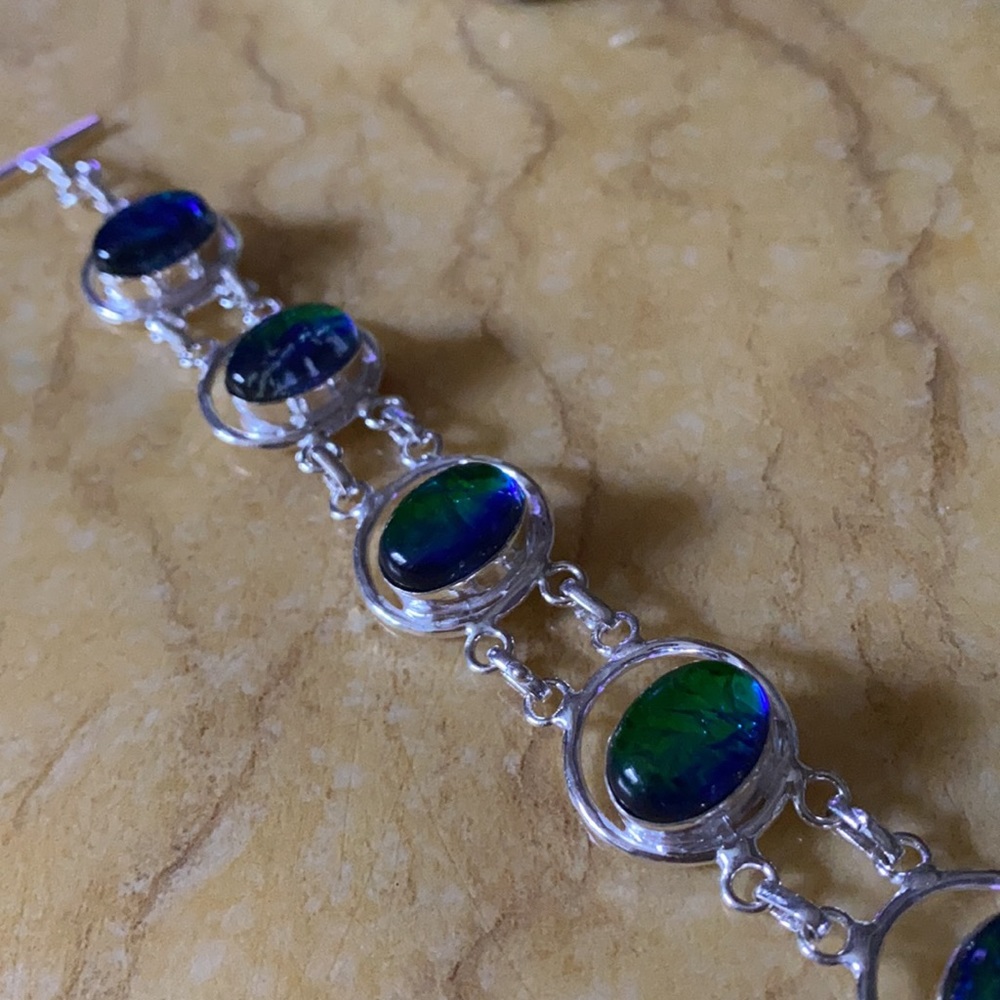 Vintage 925 Australian tribal opal bracelet - Picture 7 of 8